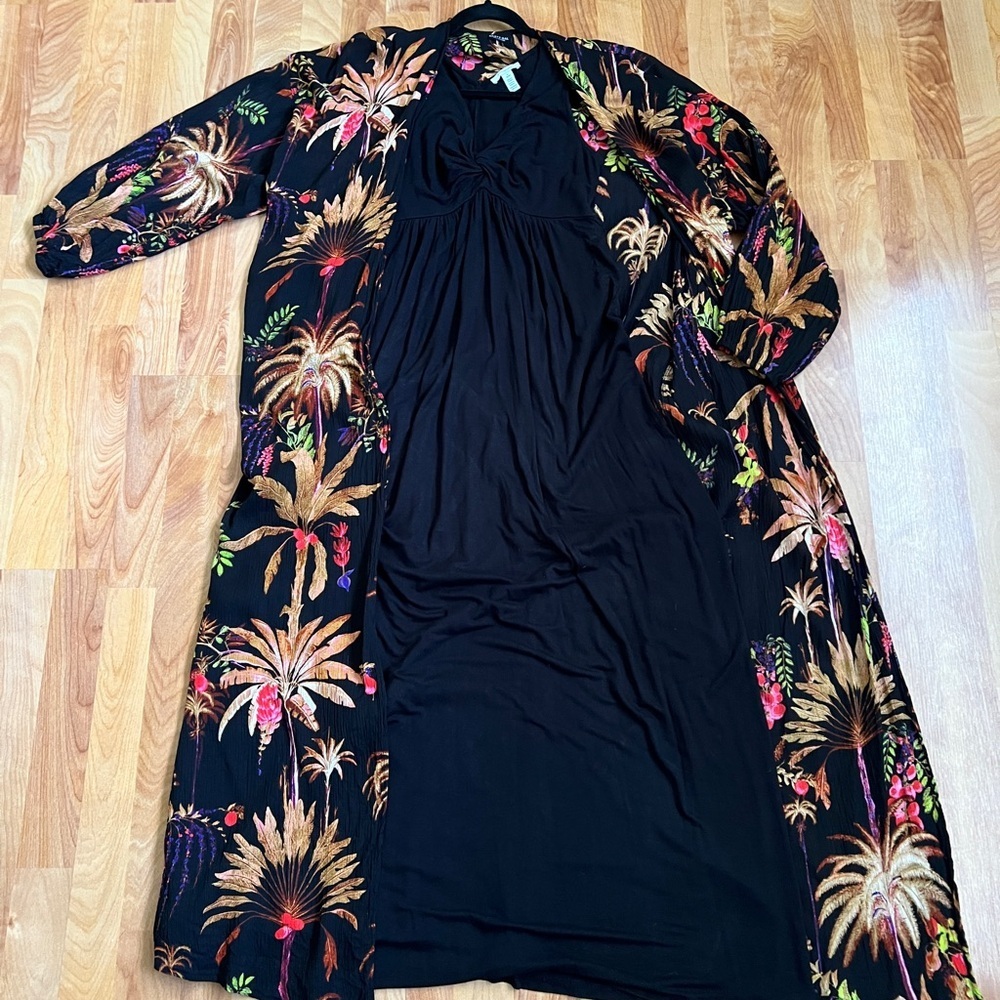 Bundle Nasty Gal Tropical Crinkle Kimono sz L + Daily Ritual maxi dress sz XS